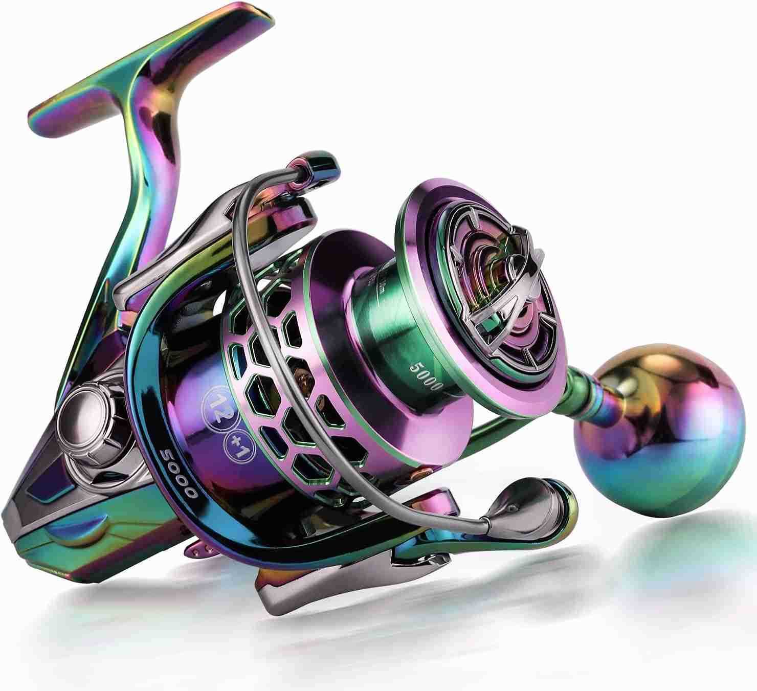 Fishing Reel Colorful Aluminum Frame Spinning Reels with 121 Stainless BB Oversize Aluminum Handle for Saltwater or Freshwater Fishing W250904