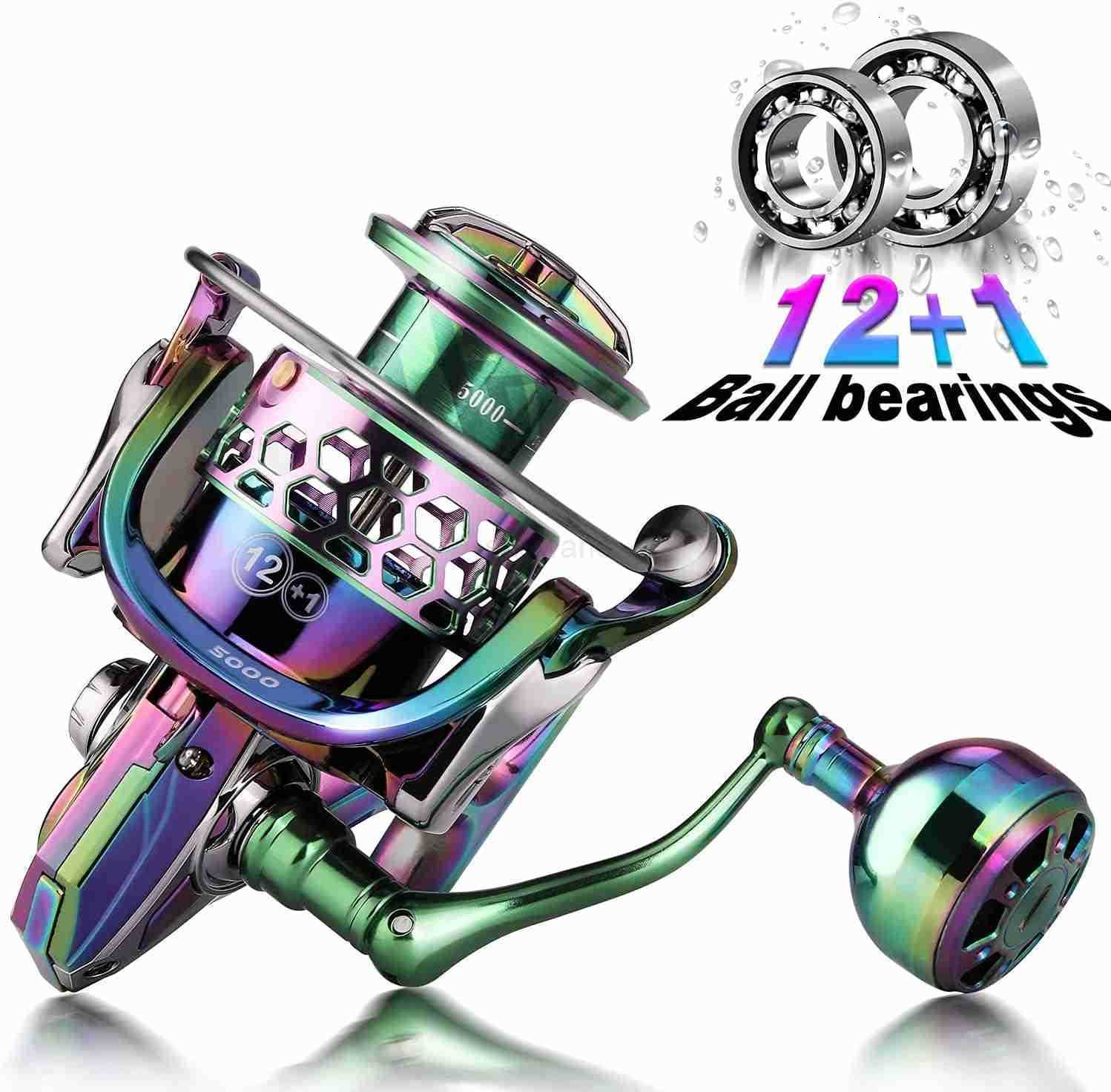 Fishing Reel Colorful Aluminum Frame Spinning Reels with 121 Stainless BB Oversize Aluminum Handle for Saltwater or Freshwater Fishing W250904