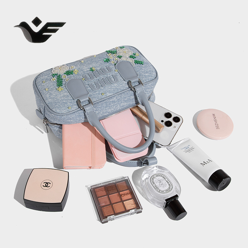 Feiyan Free Shipping New Designer Bag Luxury Shopping Bag Trendy Embroidered Denim Tote Bag For Women New Handbag Fashionable High-end Shoulder Crossb