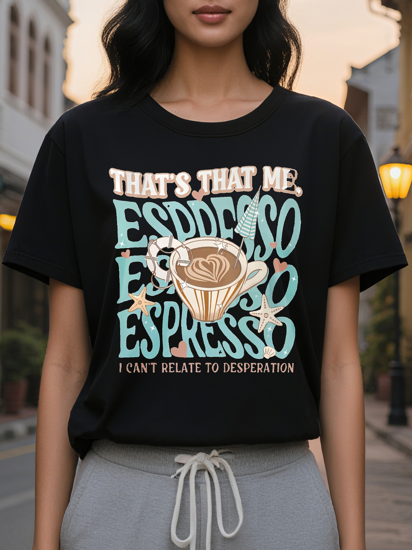 Women Coffee Lover T-Shirt S That Me Espresso Funny Quote Crew Neck Casual Knit Cotton Tee Regular Fit