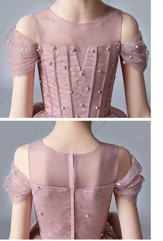 Girl Wedding Dress Tulle Birthday Ceremony Pink Pearls Girls Party Dress 2 To 14 Years Flower Girl Dresses For Wedding Kids Z250904