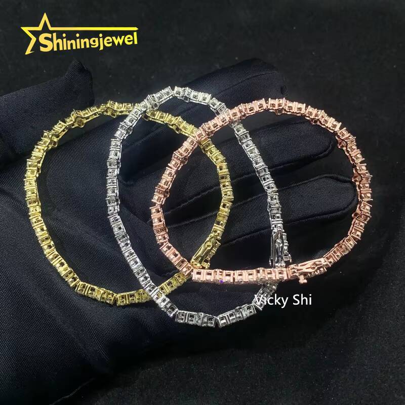 Hot Selling 925 Silver 3mm VVS Moissanite Cross Tennis Bracelet Fine Jewelry Iced Out Men Women Moissanite Bracelet