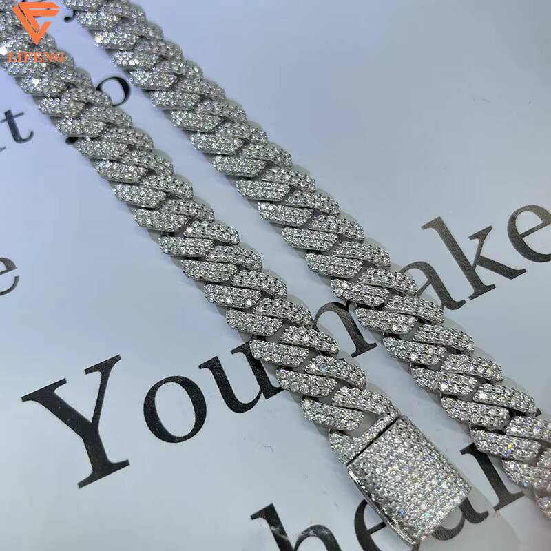 New 2024 Fashion Jewelry 925 Sterling Silver 10 MM 2 Rows Necklace Iced Out VVS Moissanite Diamonds Hip Hop Men Cuban Link Chain