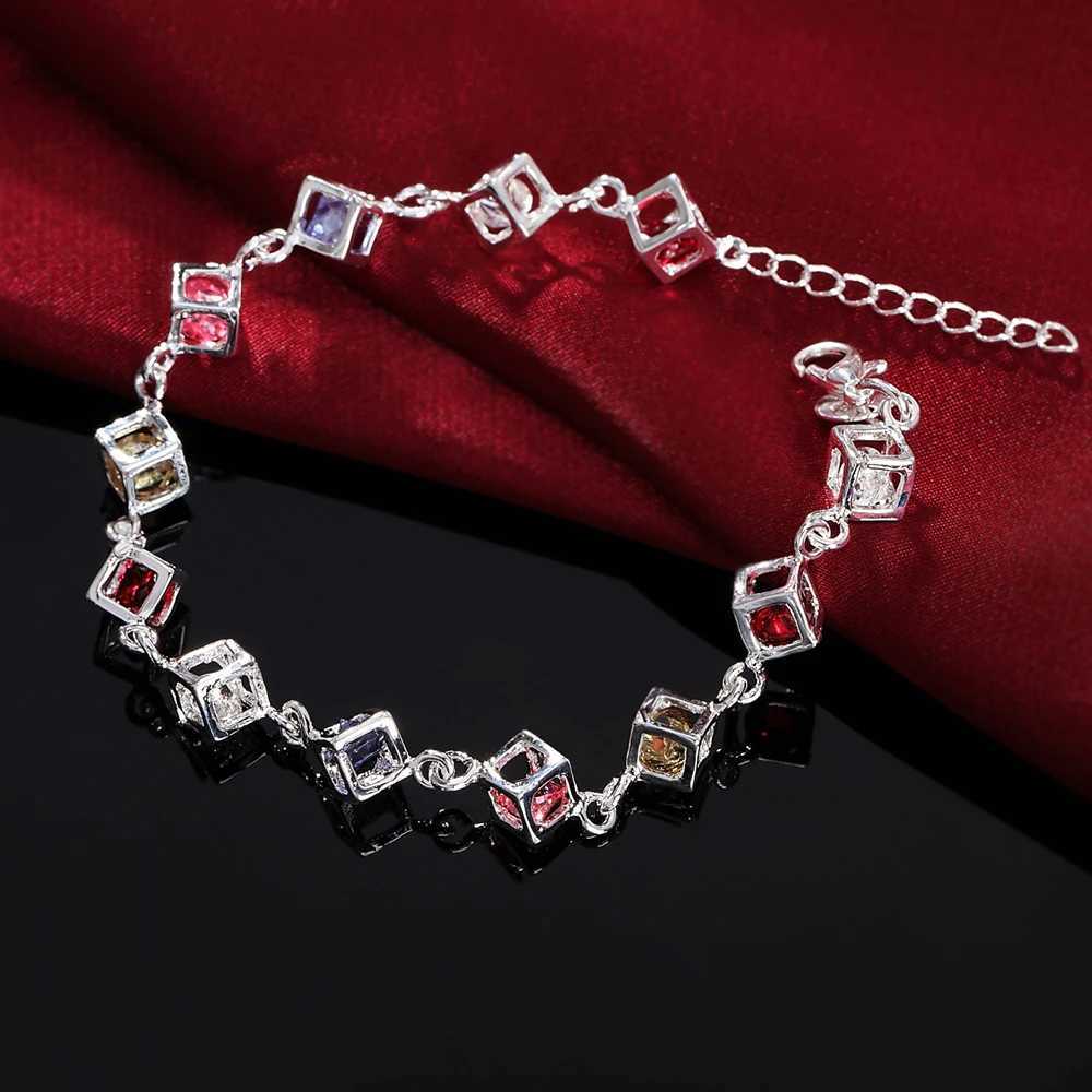 Hot fine 925 Sterling Silver zircon lattice Bracelets for woman Luxury brands jewelry Wedding party Christmas gifts W250904