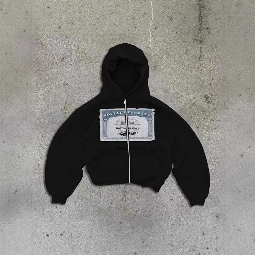 Street Brand Trendy Fashion Printed Casual Loose Autumn Winter Zipper Hooded Sweatshirt