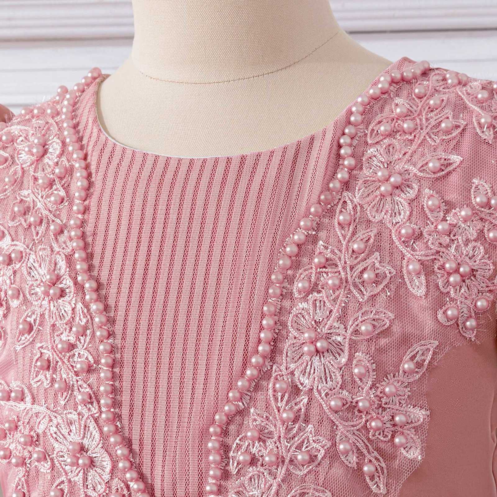 Elegant Flower Party Girls Dresses Puff Sleeve Beading Bridesmaids Wedding Princess Prom Dress Girl Tulle Birthday Evening Gown Z250904