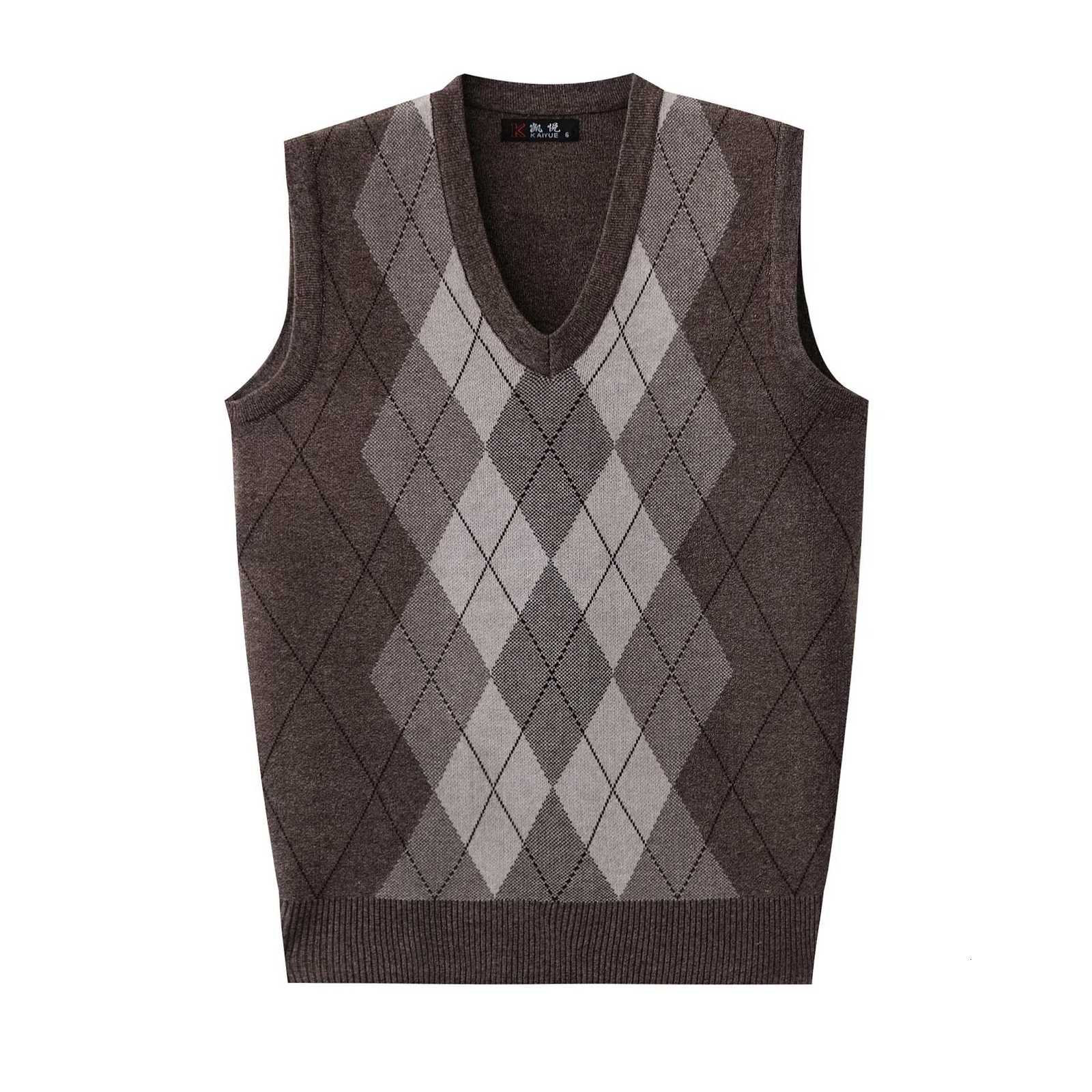 Spring Autumn Mens VNeck Sleeveless Pattern Pullover Vest Casual Knitted Sweater VestXJ250904