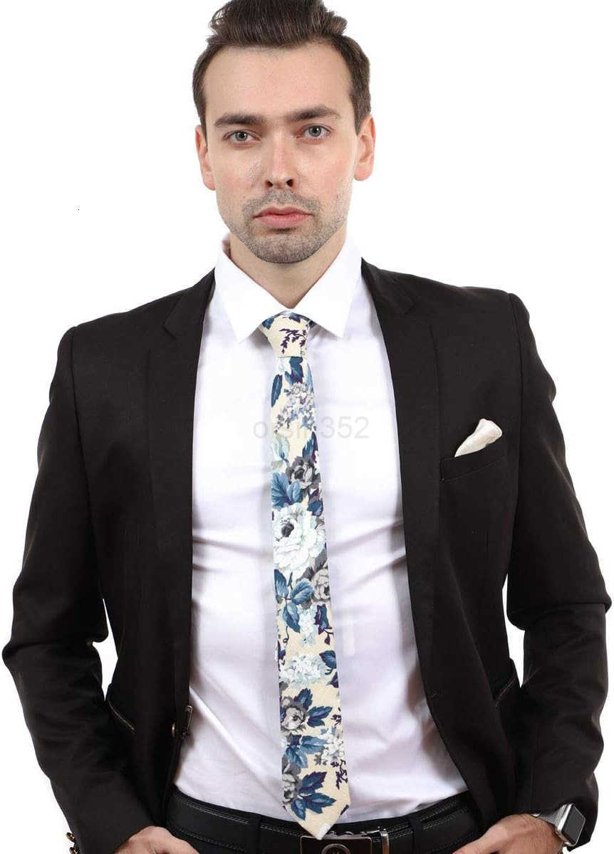 Mens Cotton Printed Floral Tie 256 Skinny Narrow Necktie Various DesignsW250904