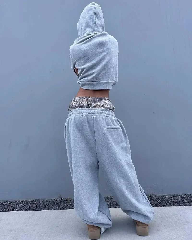 Y2K Harajuku pants camouflage Embroidered double waist high quality sweatpants Hip Hop streetwear High waisted Wide Leg PantsXJ250904