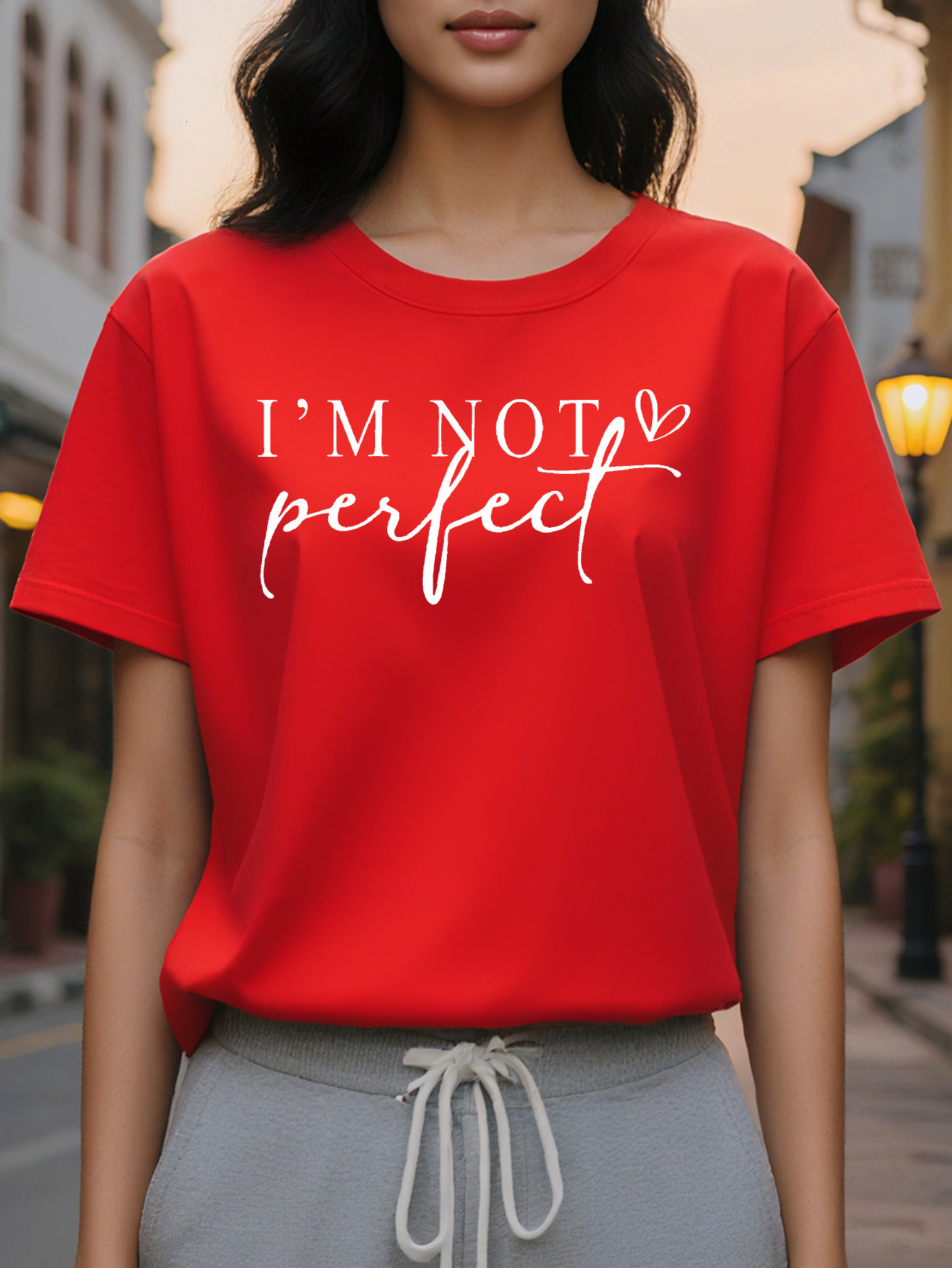 Women's casual round neck short sleeve cotton fiber T-shirt regular length g square meters knitted fabric