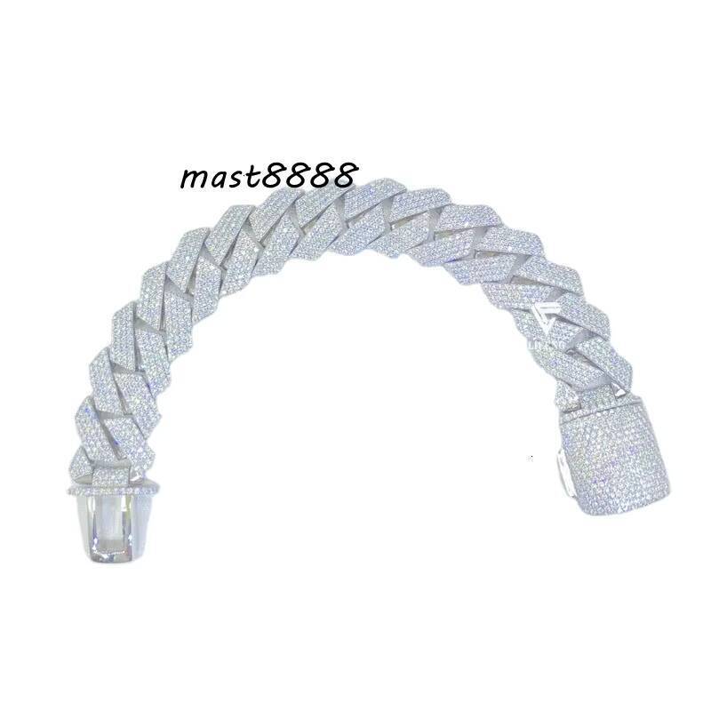 Hip Hop Jewelry 1020mm Bracelet Gold Plated Cuban Link Chain S925 Silver Iced Out VVS Moissanite Diamond Cuban Bracelet