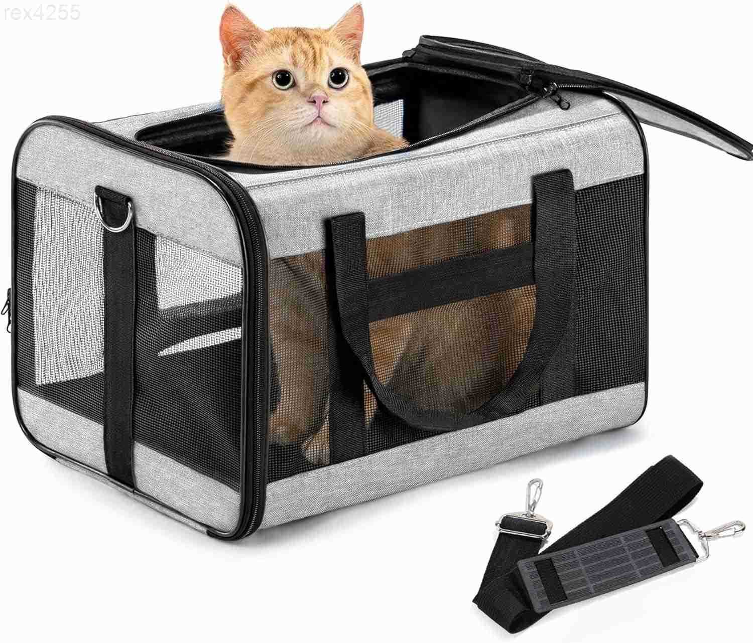 Cat Carrier Airline Approved SoftSided Dog Carrier with Inner Safety Leash Pet Transport Carrier for SmallMedium Cats Puppies up to 15 Lbs Collapsible