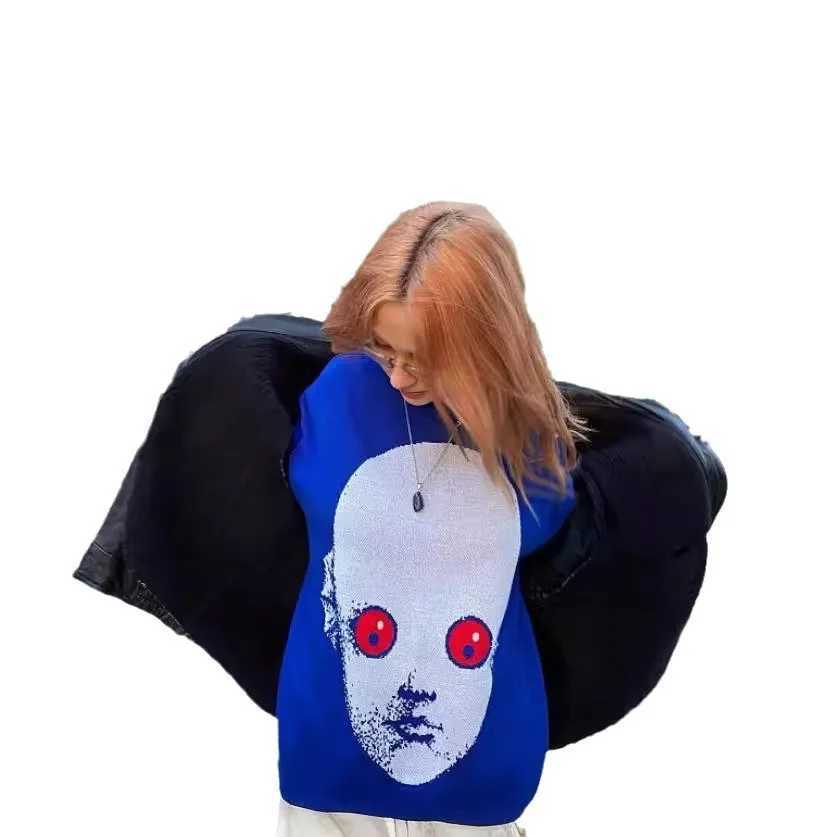Y2K Sweater Winter Graphic Streetwear Womens Vintage Pullover Jumper High Knitwear Oversized Gothic Long Sleeve Tops Clothing M250904