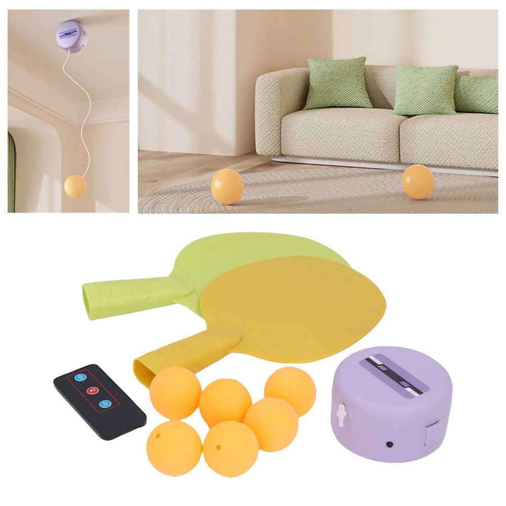 Hanging Trainer For Kids Electric Remote Control Ball Practice With 2 Rackets 6 Balls Table Tennis Training Set
