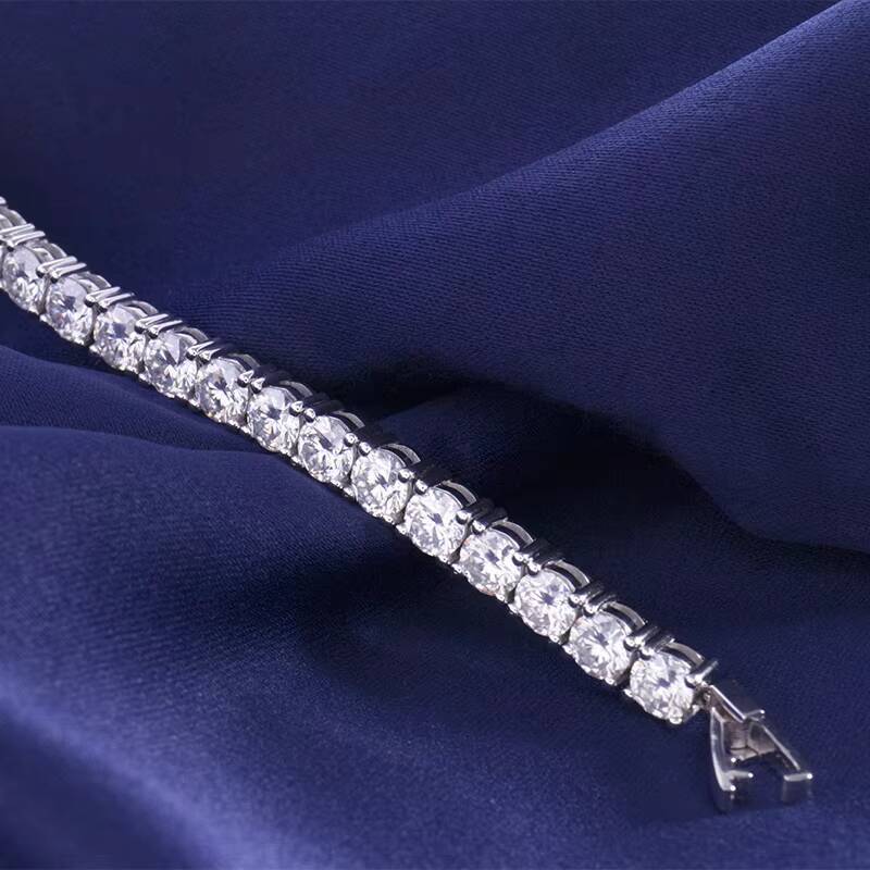 Trendy Moissnaite 925 Sterling Silver Mossanite Diamond Bracelets 3mm Charms for Custom Moissanite Tennis Bracelet for Men Women