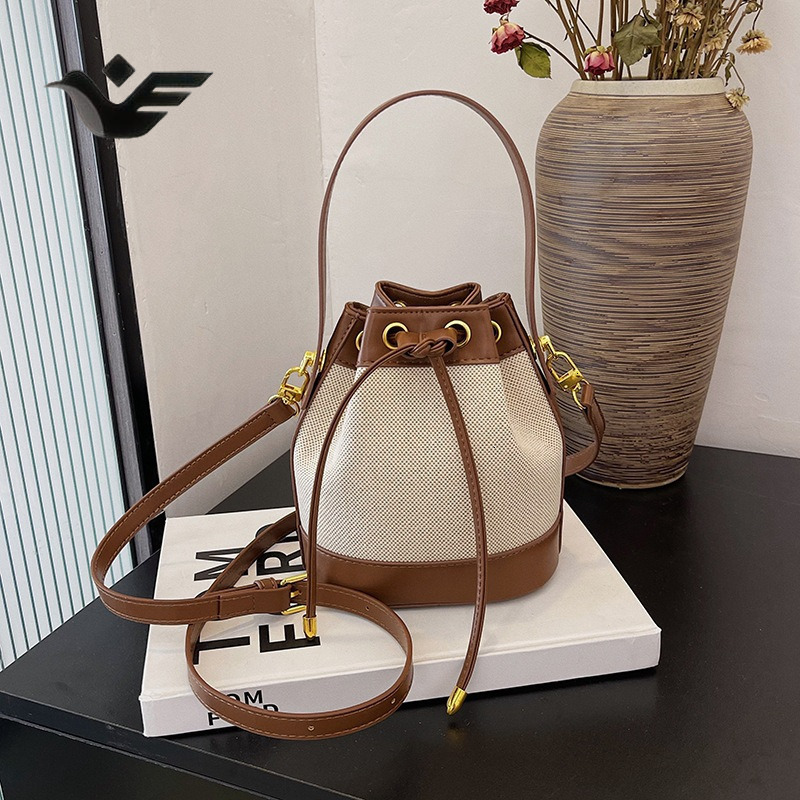 Feiyan Free Shipping New Designer Bag Luxury Shopping Bag Trade Women's Bag Versatile Color-block Women's Bucket Bag Drawstring Closure Sing