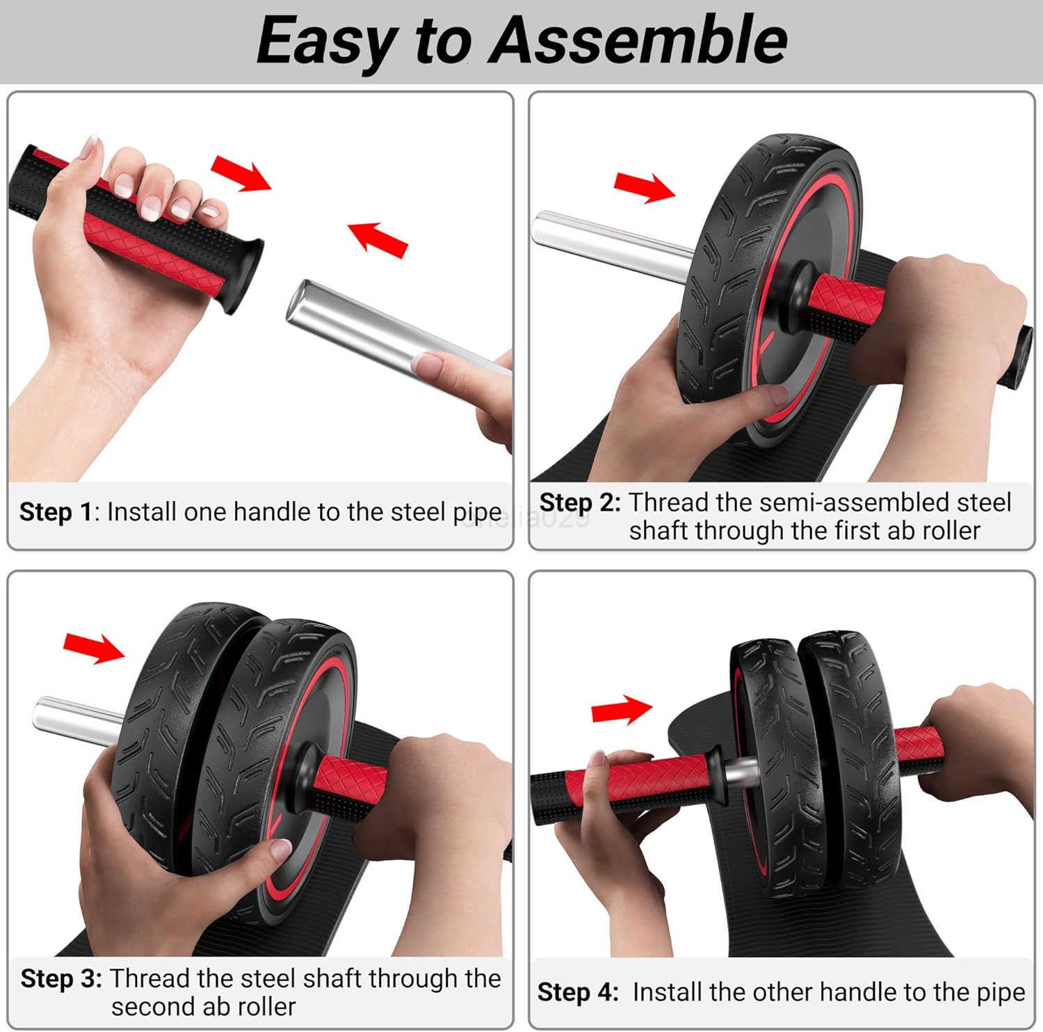 Ab Roller Wheel Heavy Duty Workout Equipment for Home Gym Professional Metal Handle with Rubber Surface Abdominal Exercise Wheel for Strength Training