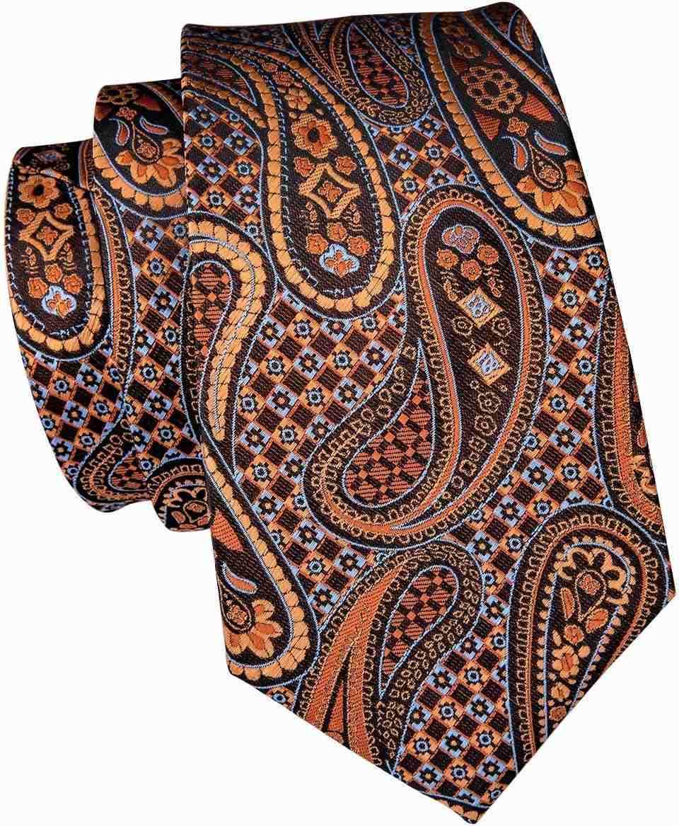 Men Silk Ties Set with Flower Lapel Pin Necktie Pocket Square Cufflinks for Tuxedo Wedding BusinessW250904