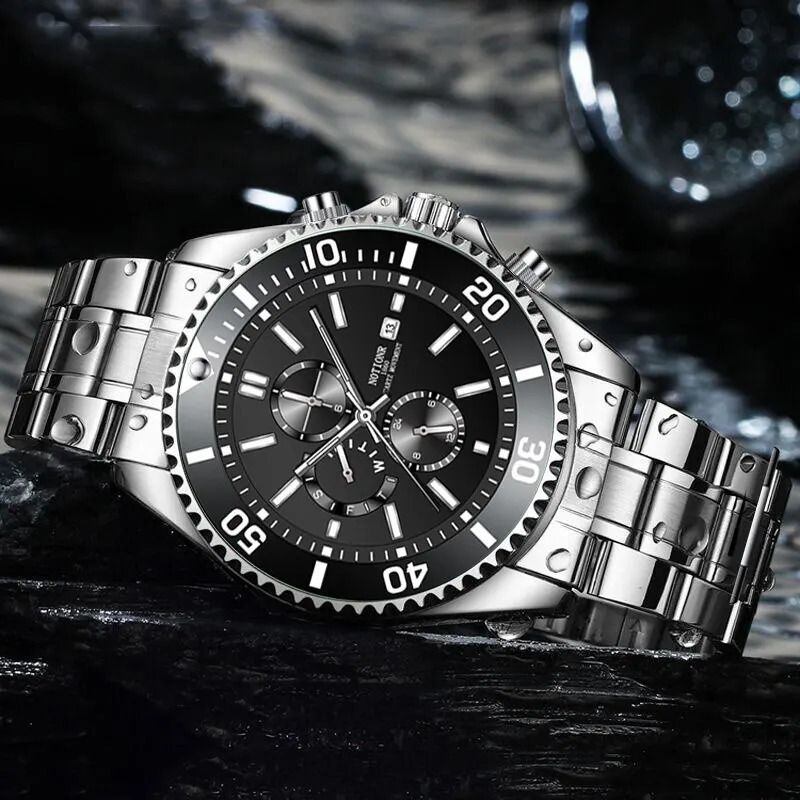 Fashion Mens Sports Watches Man Luminous Clock Men Business Waterproof Calendar Date Stainless Steel Quartz Wrist Watch 250828