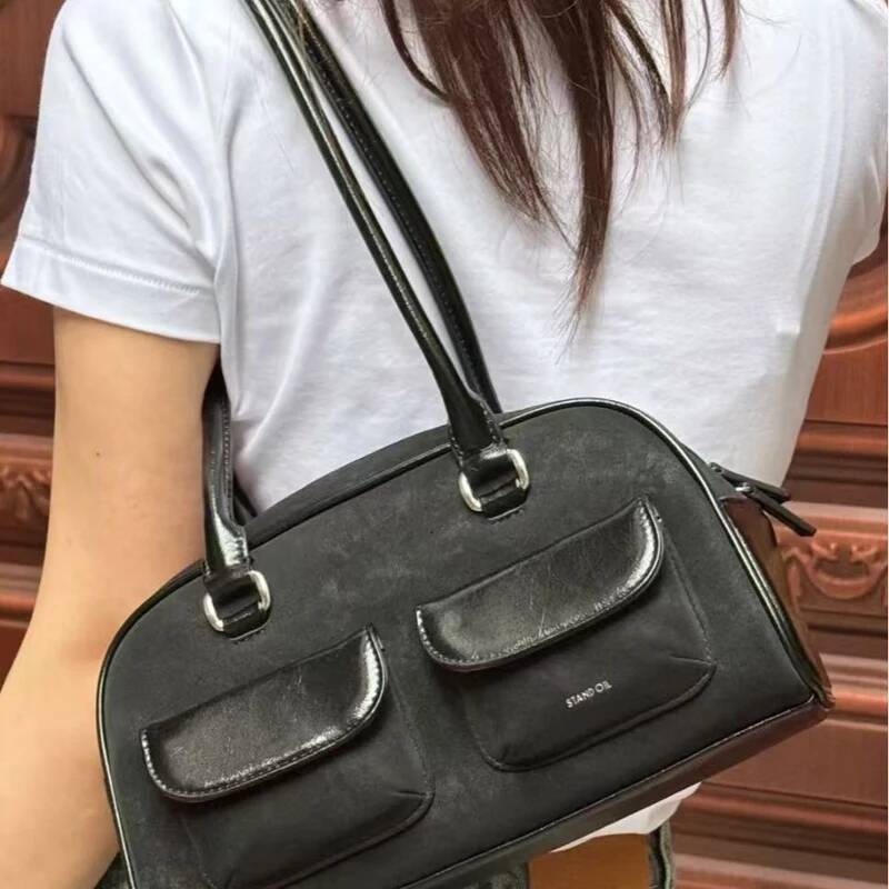 2025 New Bowling Popular Underarm Large Capacity Single Shoulder Three-dimensional Bag, Horizontal Square Handbag