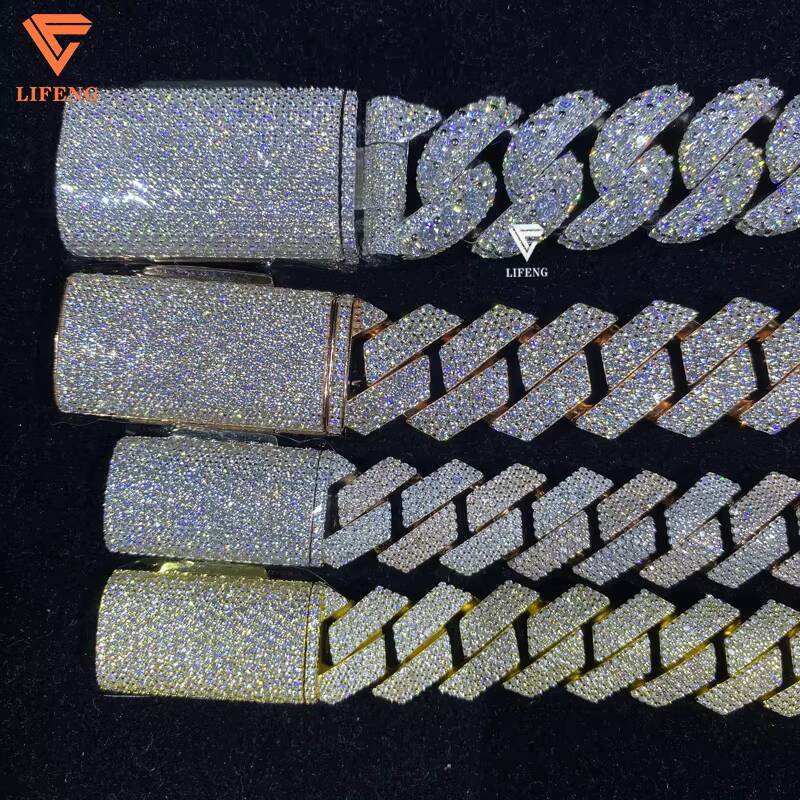 Hot Sale 925 Silver Cuban Link Chain Fine Jewelry Moissanite Necklaces 15mm 18mm 20mm Sizes 100 Pass Diamond Tester Ice Miami