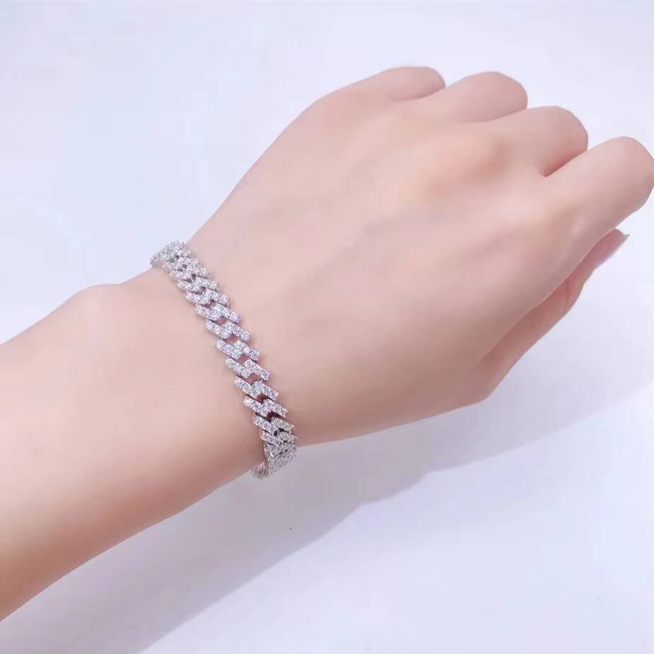 High Quality 925 Silver 14K White Gold Necklace Chain VVS Moissanite Diamond Iced Out Hip Hop Style Cuban Chain IGI Certified