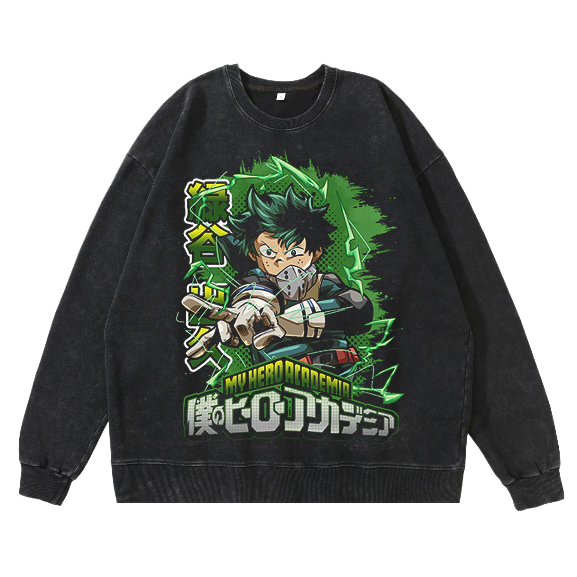 360g Heavyweight Washed Vintage Hoodie Streetwear Hip-Hop Anime My Hero Academia American High-Street Cotton Fall Hoodie - TT8209