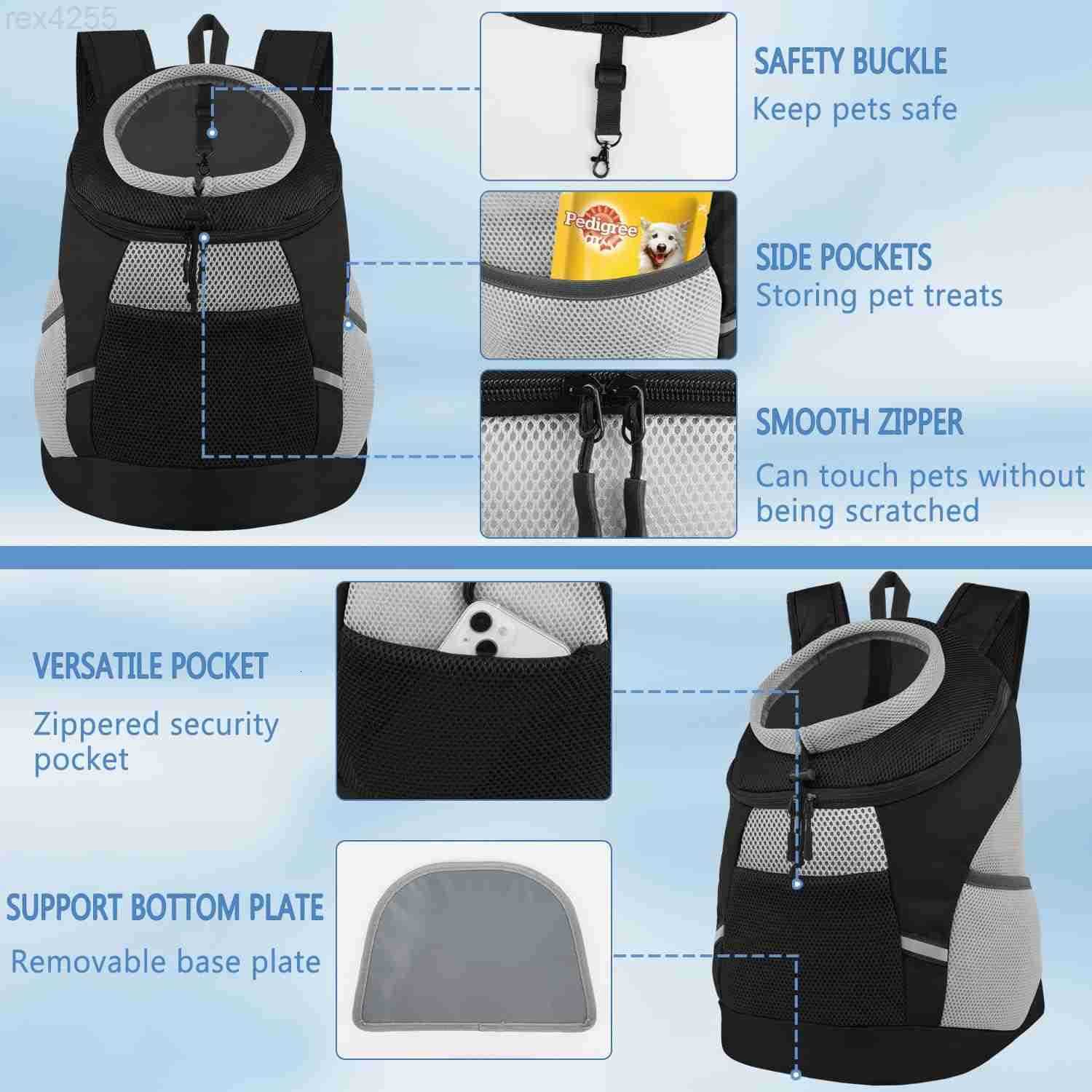 Dog Backpack Carrier Pet Lightweight Dog Carrier Backpack Small Dog Front Backpack Breathable Dog Carriers for Small Dogs with Safety Belt for Outdoor