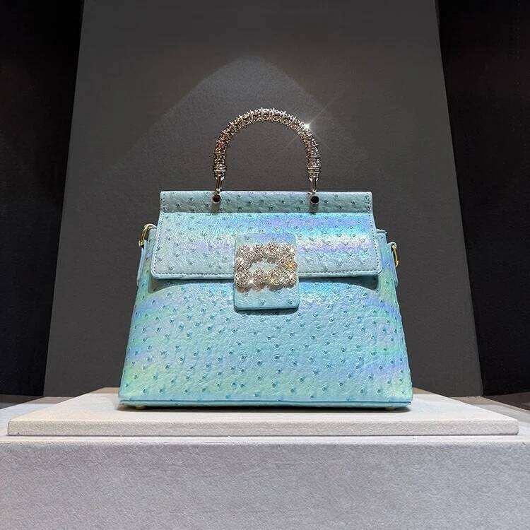 Dia Embedded Leather Handbag 2025 New Sle Single Oulder Crossbody For Women Camel Ostrich Pattern Tote Bag