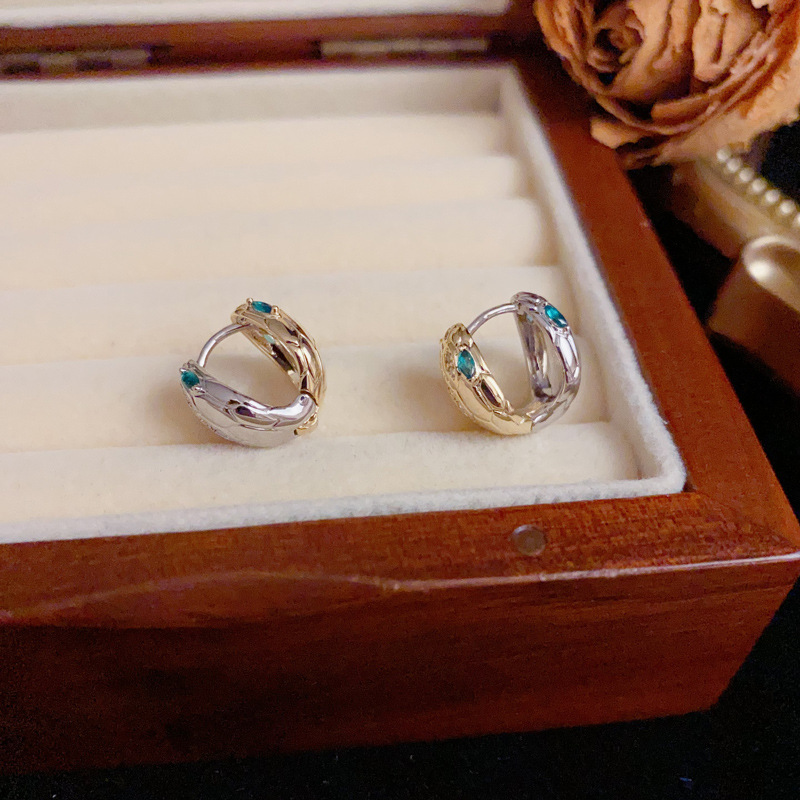 French Fashion Gold And Silver Block Snake Shaped Earrings Light And Luxurious Retro Designer Luxurious Free Shipping High-quality Earrings