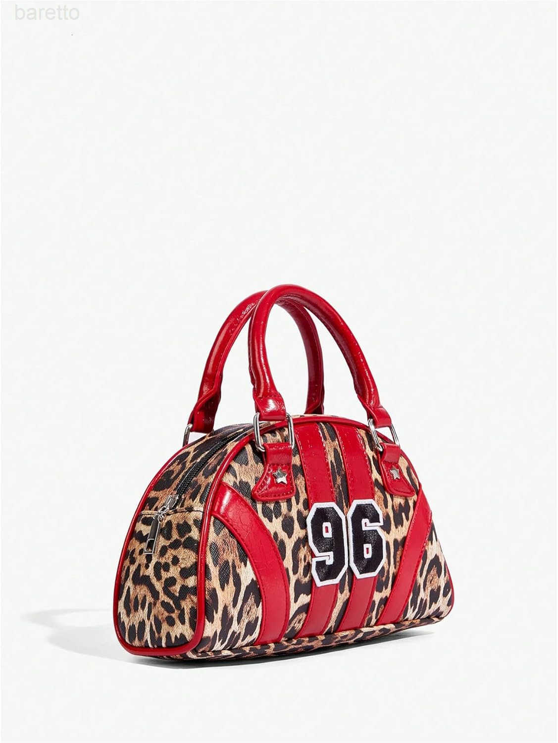 Womens Colorblock Zipper Handle Bowling Bag Purse Leather Clutch Handbags M250904