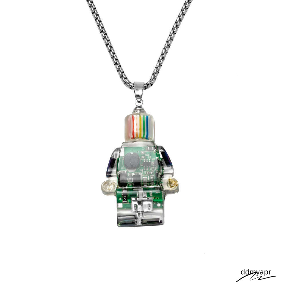 Hip-Hop Ddmyday Punk Style Small Electronic Robot Rainbow Necklace Pendant Sweater Chain Ddmyday