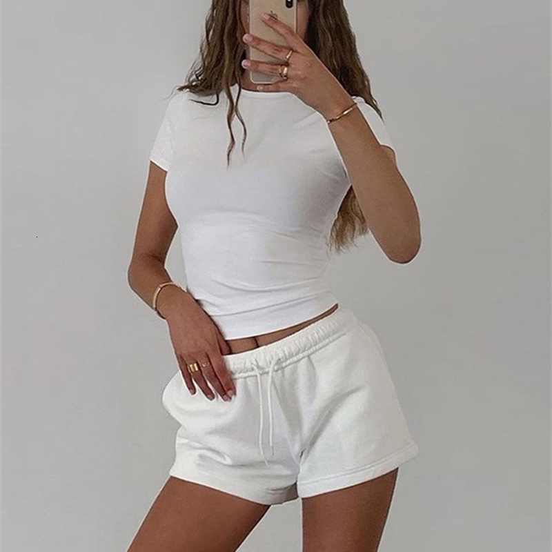 Spring Short Sleeve TShirt Women Solid Simple Casual Soft AllMatch Basic Crop Tops Tees Summer Fashion w250903