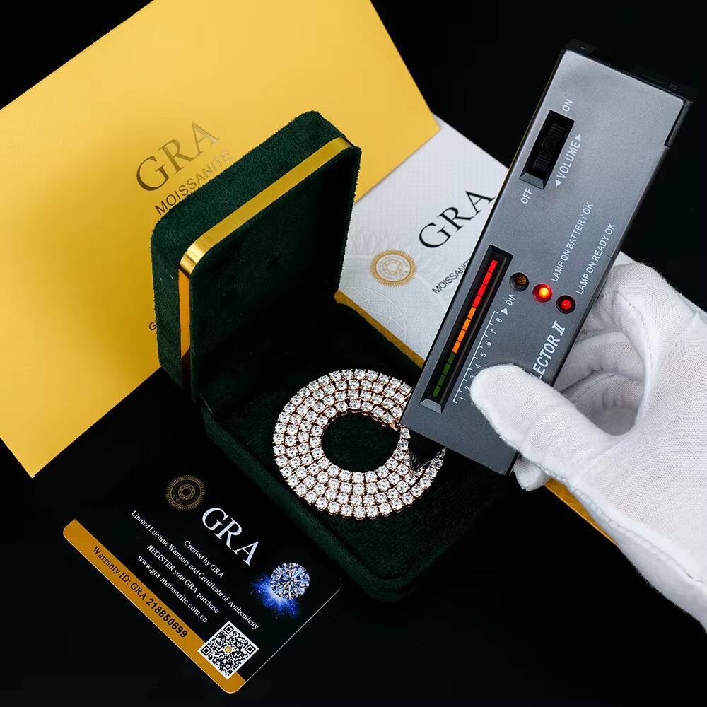 Wholesale Unisex Elegant Rose Gold Plated 925 Sterling Silver Tennis Necklace High Quality Hip Hop Chain for Gift Fashionable