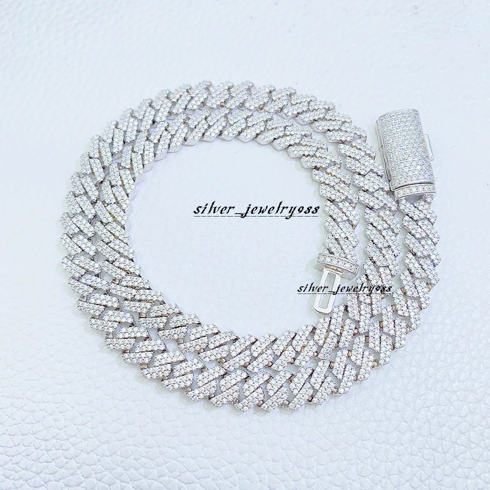 925 Sterling Silver 14K White Gold Plated High Quality Diamond Cuban Chain Mens Hip Hop Style Iced VVS Fine Chokers Necklaces