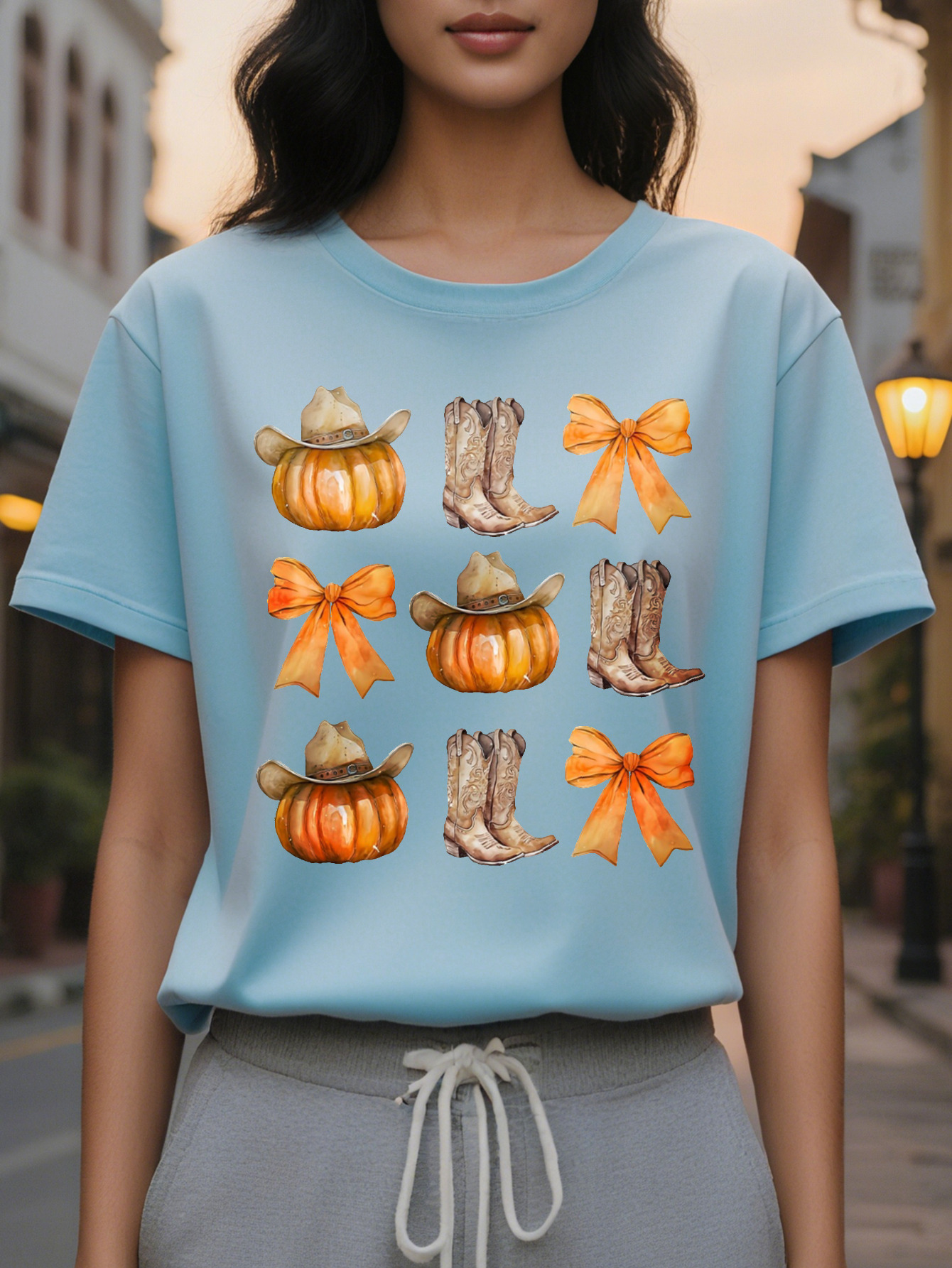 Cozy Halloween Graphic Sweatshirt Soft Crew Neck Casual Fall Wear Women's Comfortable Clothing for Autumn