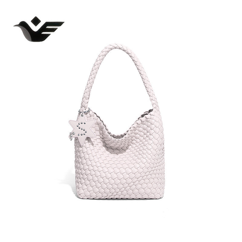 Feiyan Free Shipping New Designer Bag Luxury Shopping Bag Champagne Gold Woven Bag Tote Bag Star Pendant Large Capacity High-end Fashion Shoulder Bag