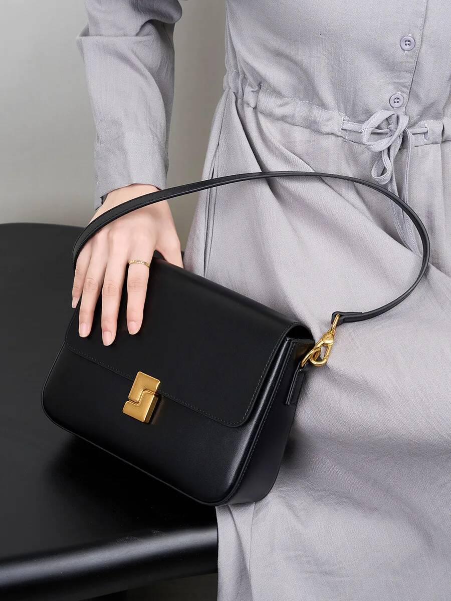 2025 Cow Split Leather Women Crossbody Design Small Square Cowhide Women's Commuter Shoulder Bag ladies gift