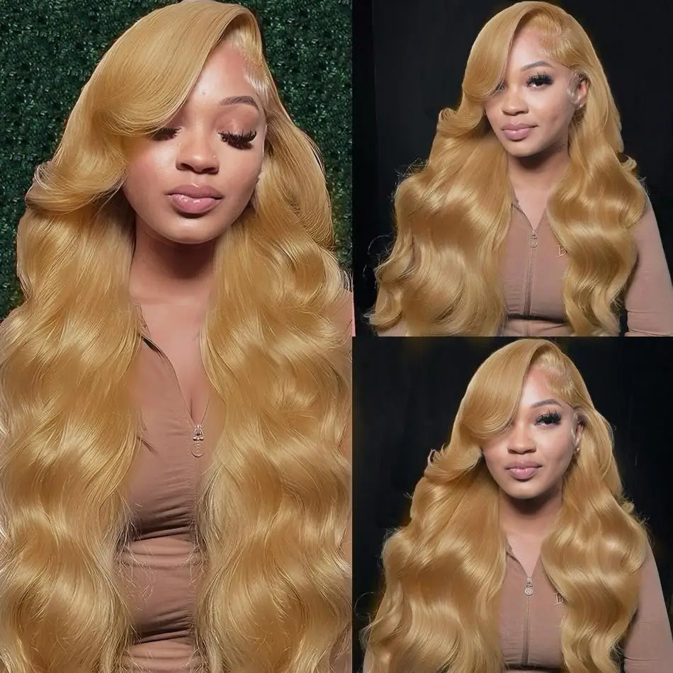 Glueless Hd Lace Frontal Human Hair Wigs Preplucked 200% Body Wave 27 Honey Blonde Lace Front Wig 13x4 Transparent Lace Frontal Wigs For Women