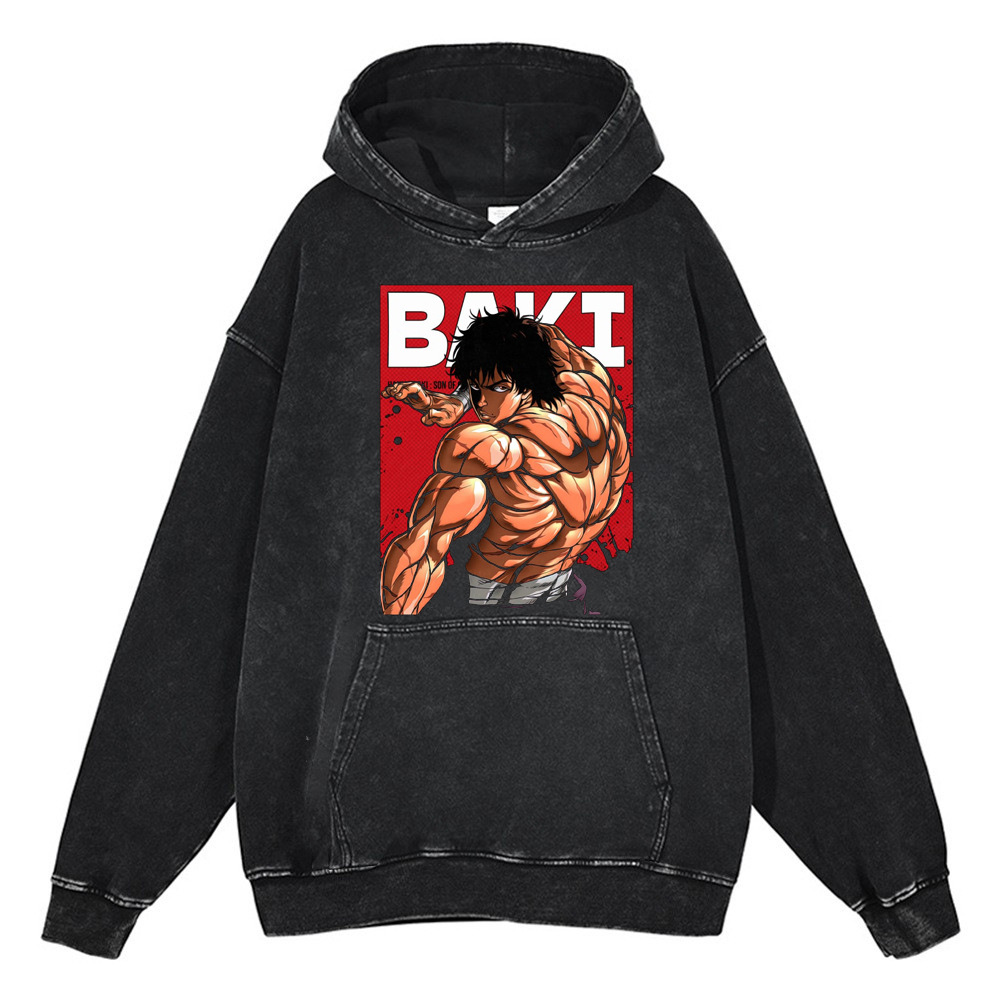 Streetwear-Inspired Baki Hanma Hoodie: Durable 440 Grams Washed Cotton for Authentic Vibe - TT8293