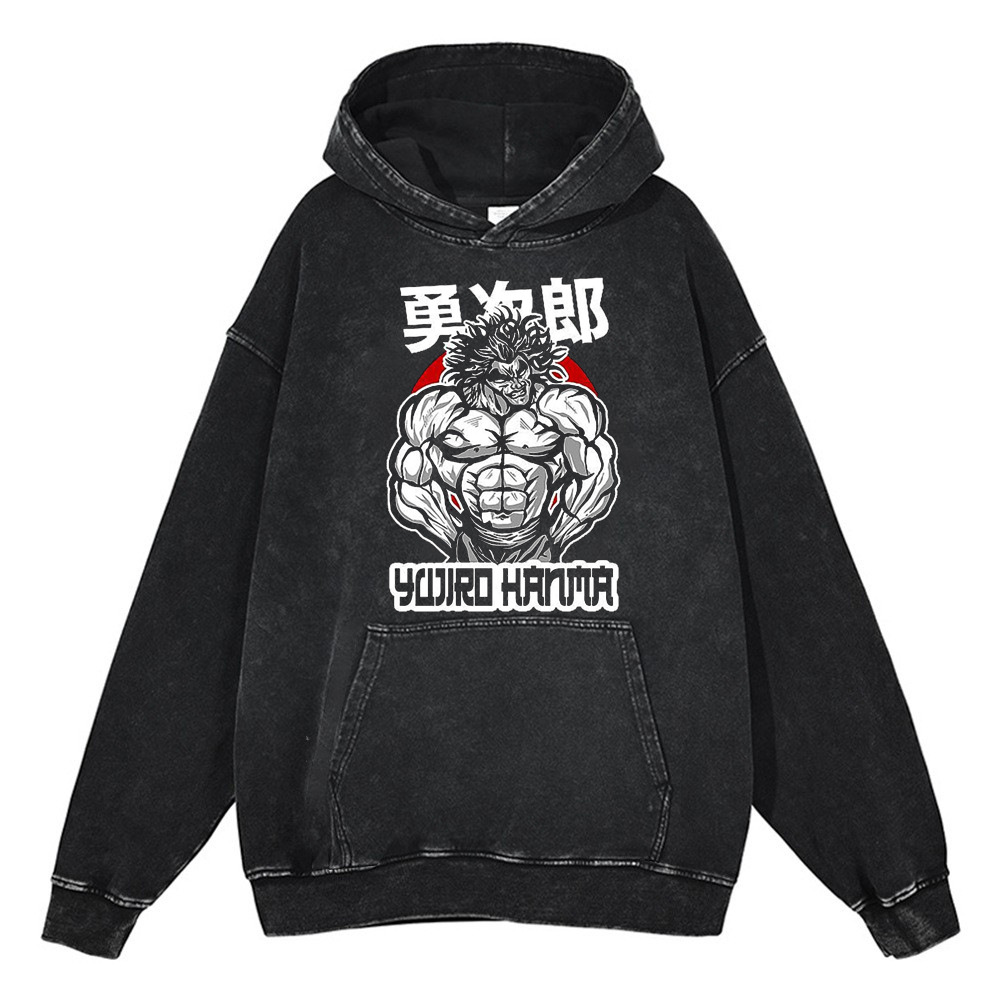 Streetwear-Inspired Baki Hanma Hoodie: Durable 440 Grams Washed Cotton for Authentic Vibe - TT8293