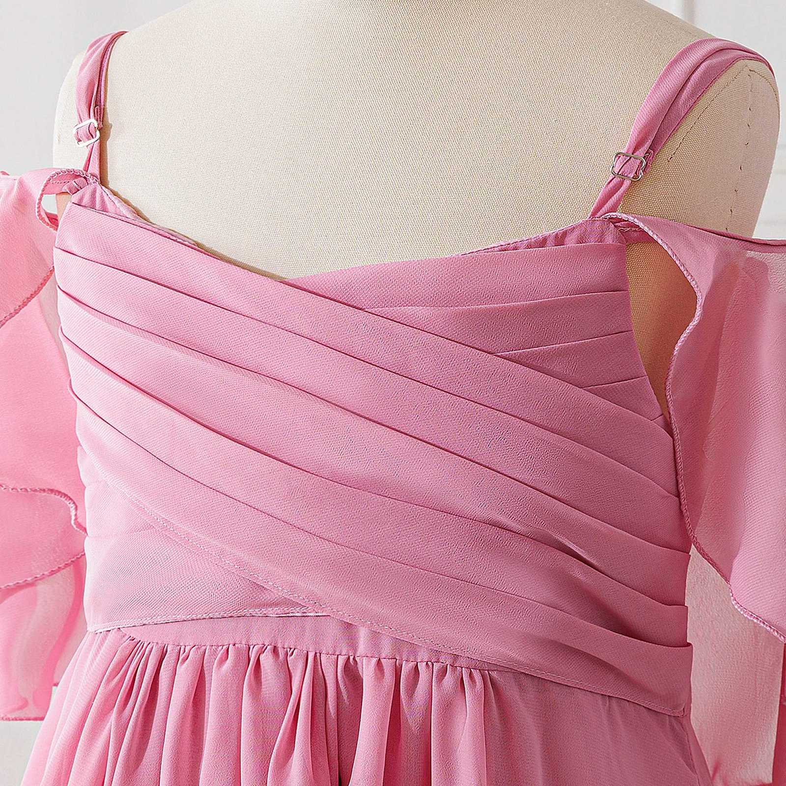 Elegant Fold Bridesmaids Party Girls Dress Wedding Birthday Princess Prom Chiffon Kids Dresses for Girl Birthday Evening Costume Z250904