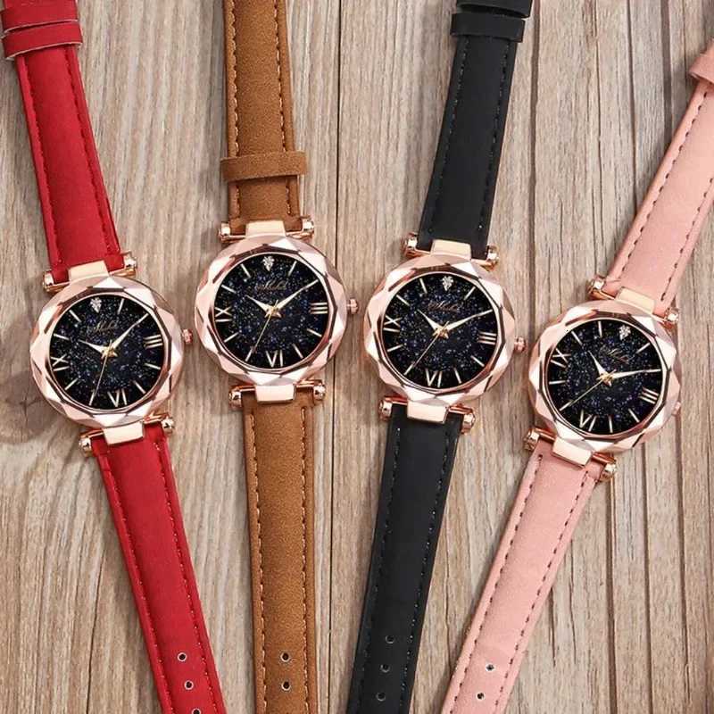 Fashion Wen Quartz Wristwatches Light Luxury High Grade Sparkling Water Rantic Starry Sky Watch for Wen Leather Watch X250904