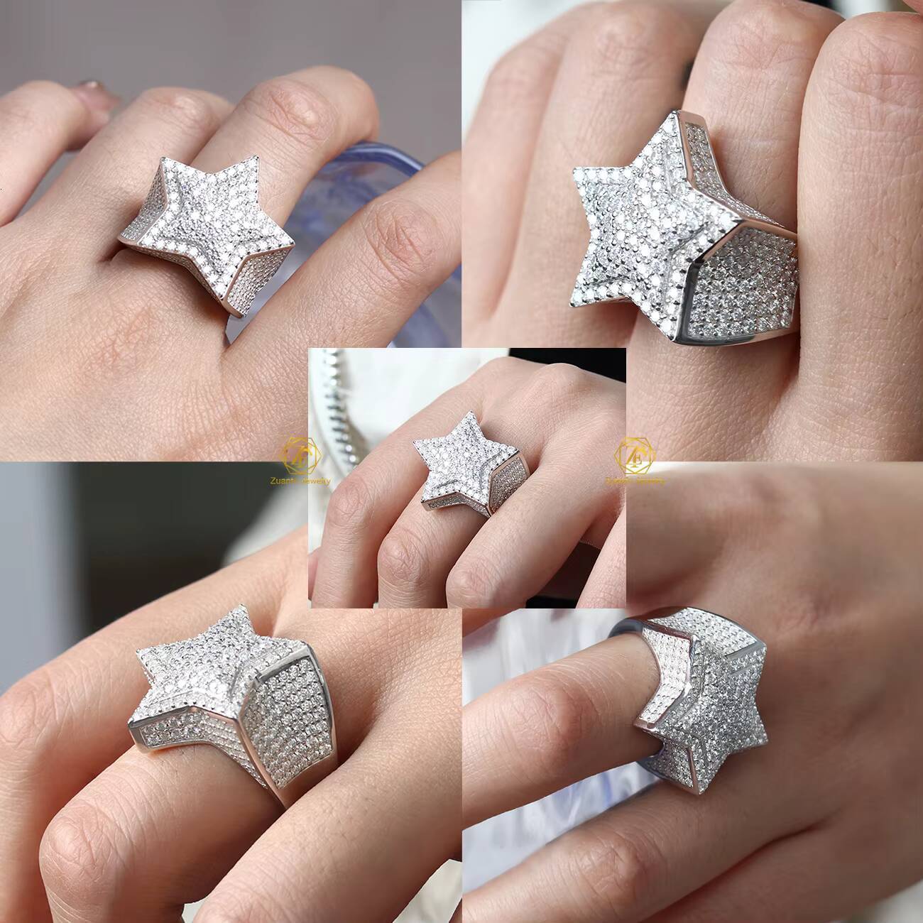 Lab Grown Diamond Style Cuban Link Ring 10K 14K 18K Gold Fashion Jewelry Rings Engagement Wedding Ring for Men