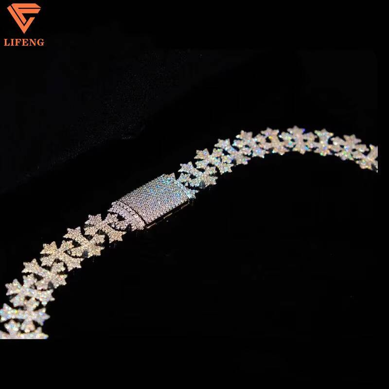Lifeng Jewelry Miami Custom Necklace Iced Out VVS Moissanite and 925 Sterling Silver Rose Gold Plated Chain Fashion Jewelry