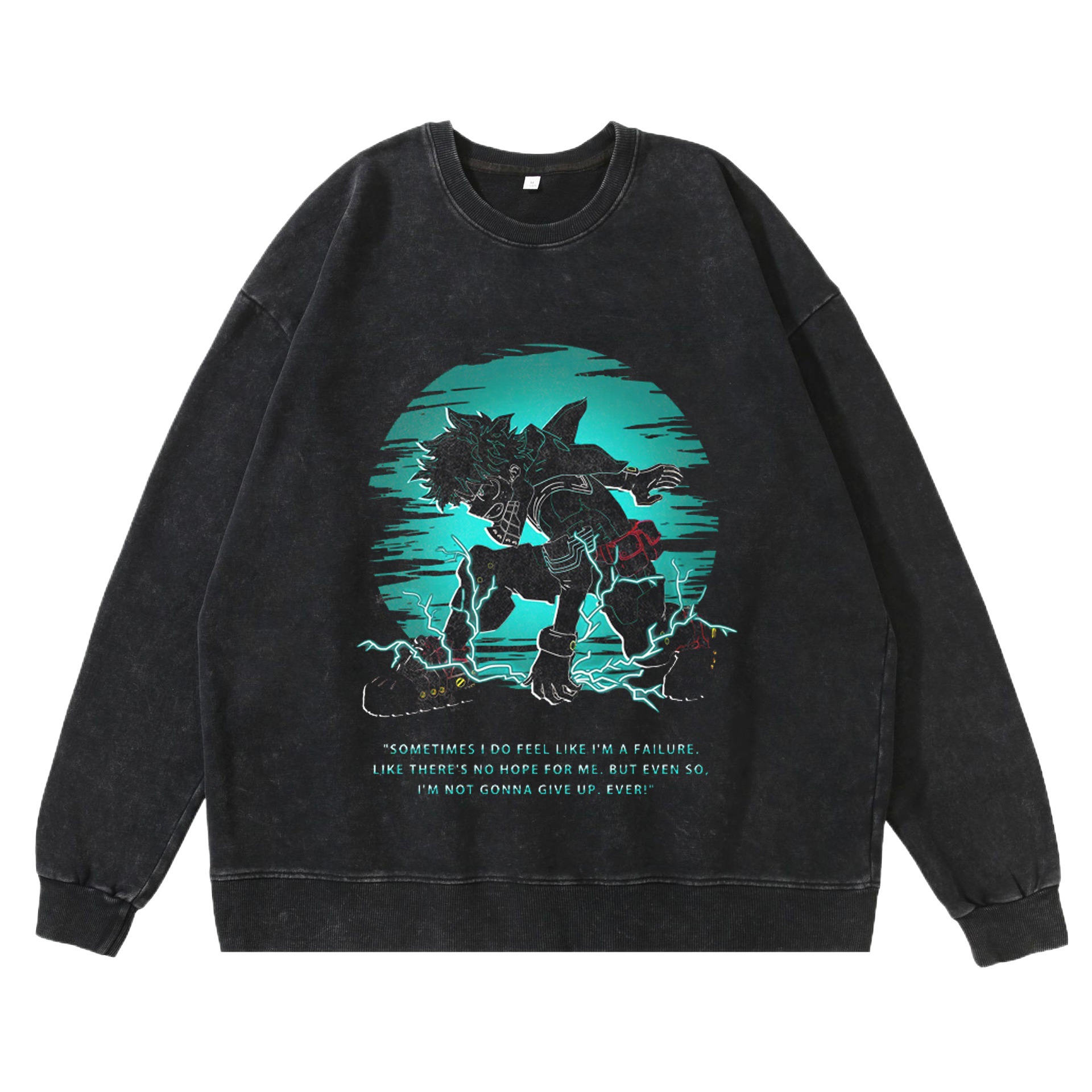 New Washed Vintage Dark Hero Academy Cartoon Anime Print Street Retro Hoodie Streetwear Hoodie - TT8097