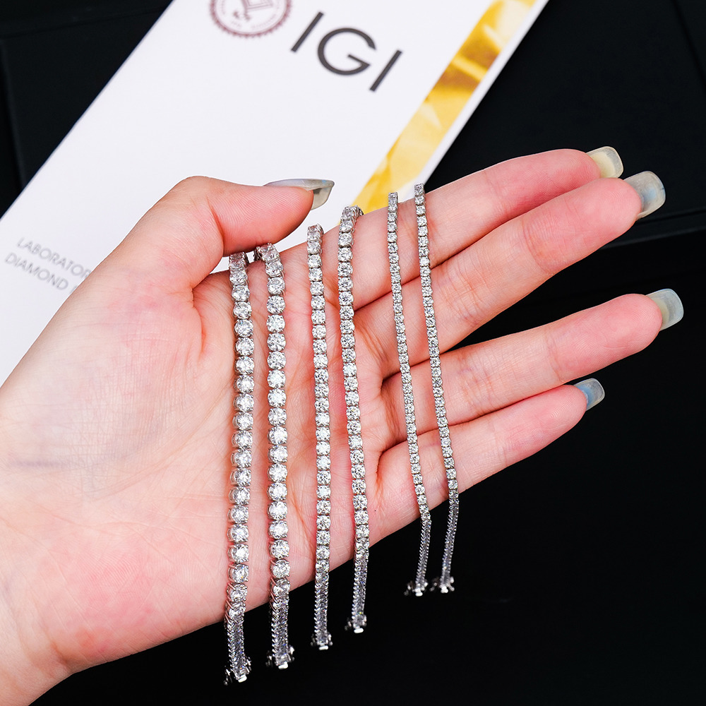 Wholesale Custom Hip Hop Fine Jewelry 24mm 14k Solid White Gold Vvs Lab Grown Diamond Iced Out Tennis Bracelet for Men Women