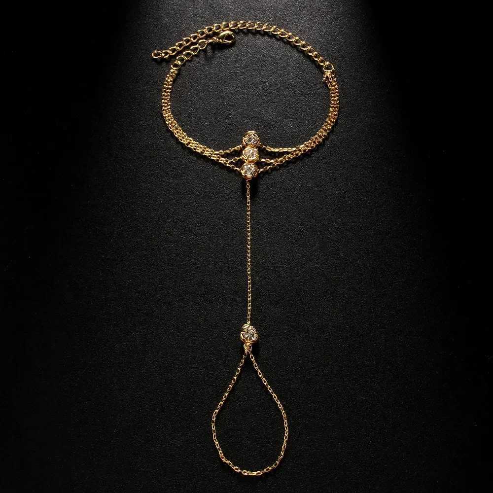 MultiLayer Finger Bracelet for Women Triple Hand Chain Finger Bracelet with Zircon Crystal Jewelry Gifts for Girl FashionXJ250904