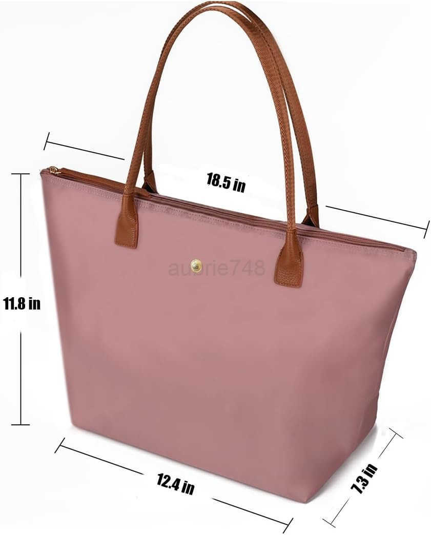 Womens Foldable Nylon Tote Bag Lightweight Shoulder Purse with Top Handle Spacious Hobo Bag for Work and Travel M250904