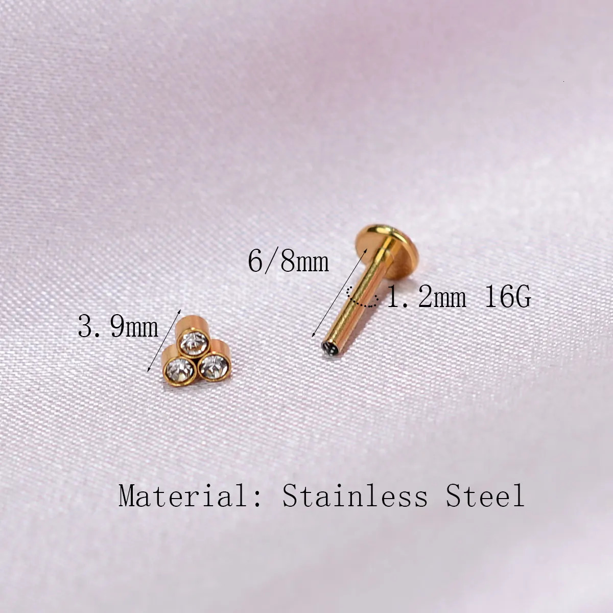 1PC Steel Tiny Zircon Crystal Tragus Helix Piercing Labret Lip Studs Nose Ring Internally Thread Cute Body Jewelry 250903 - view 5